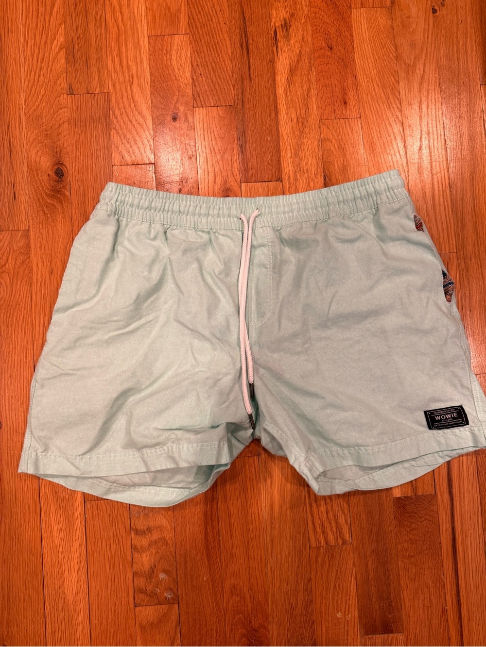 Wowie Men's Light Mint Athletic Tetoron/Cotton Shorts with Drawstring